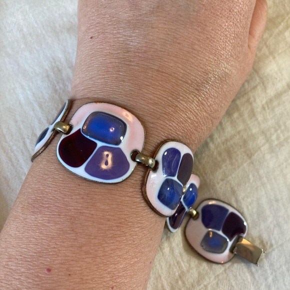 Kay Denning Vintage Copper Enameled Panel Link‎ Bracelet - Picture 9 of 9